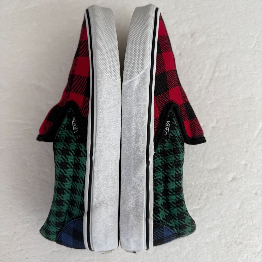 Size 7 - Vans Classic Buffalo Mix Red Green Blue Skate Shoes Women's - Picture 6 of 10